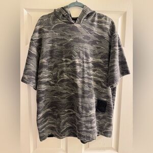 Puma XO The Weeknd short sleeve hoodie in grey camouflage print